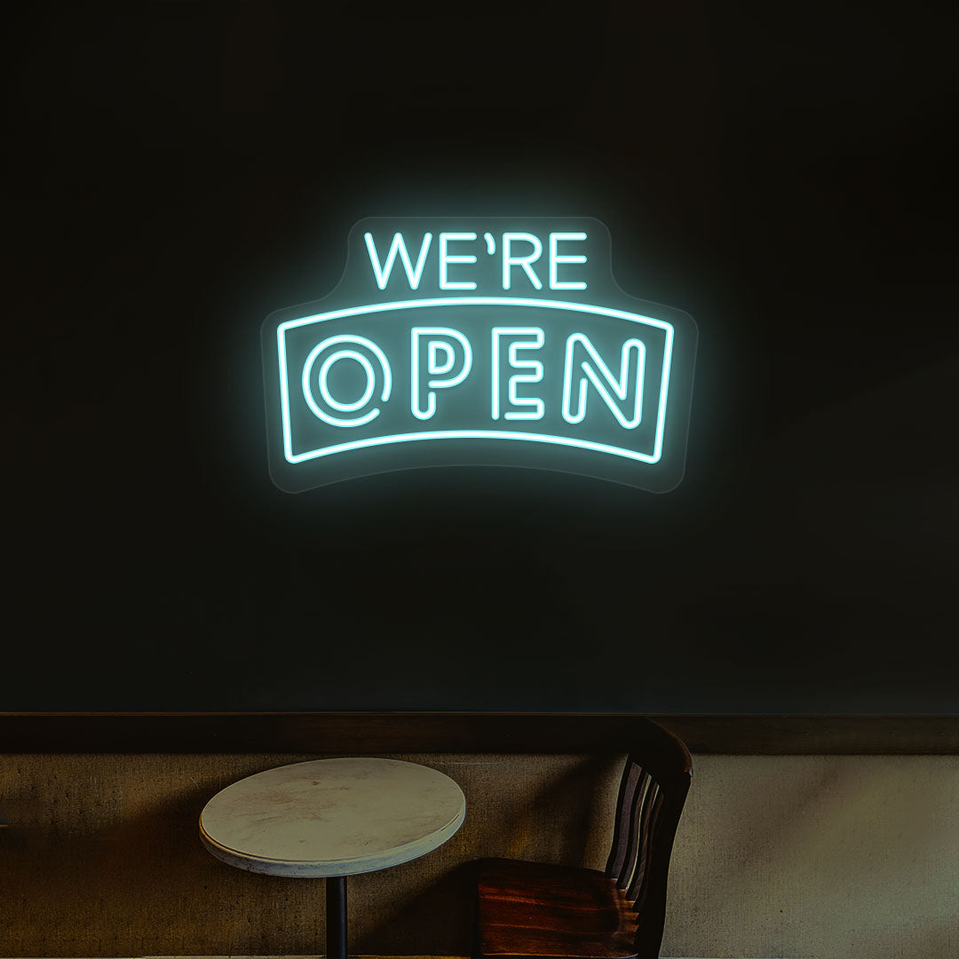 We're Open Arc Shape LED Neon Sign