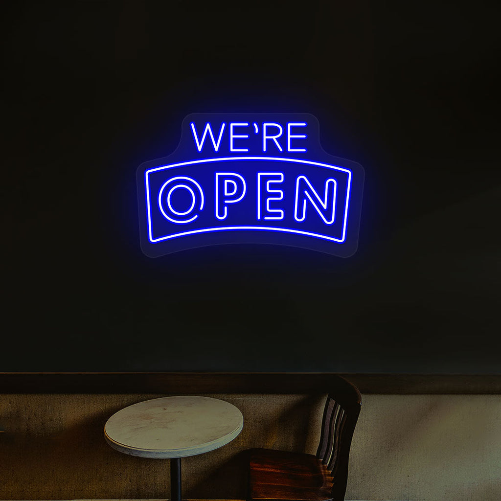 We're Open Arc Shape LED Neon Sign