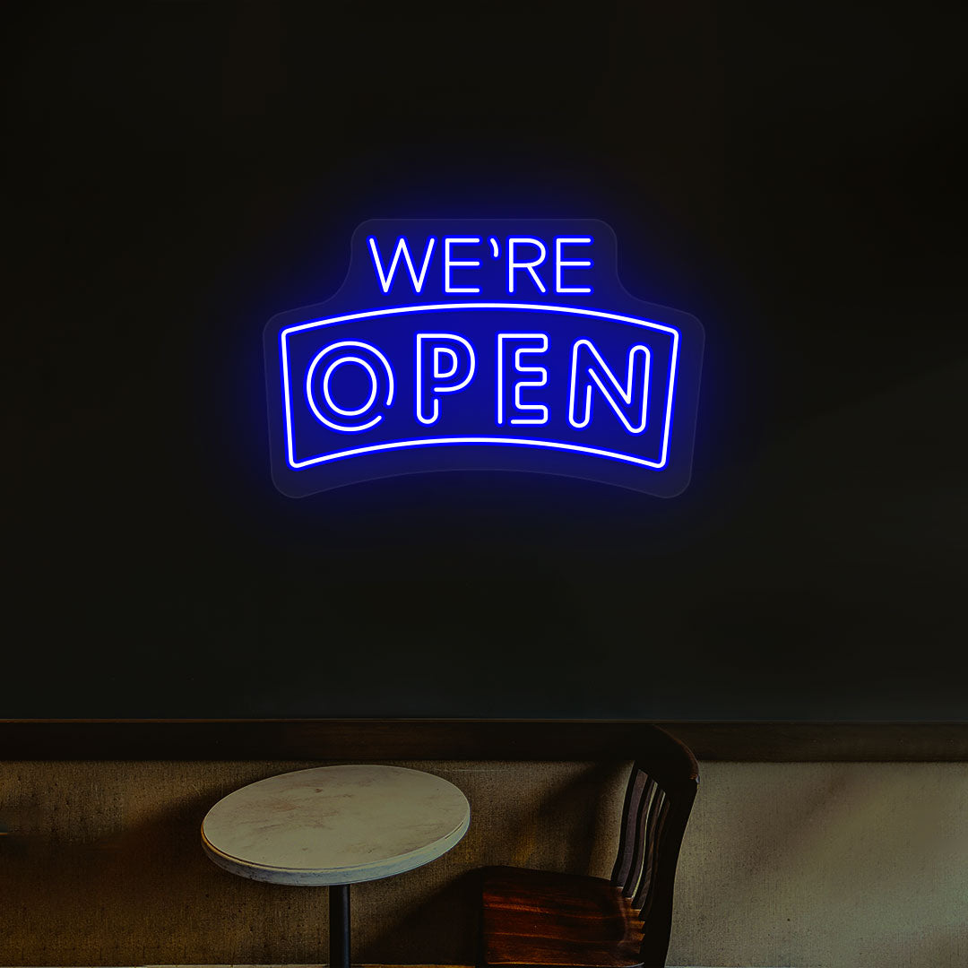 We're Open Arc Shape LED Neon Sign