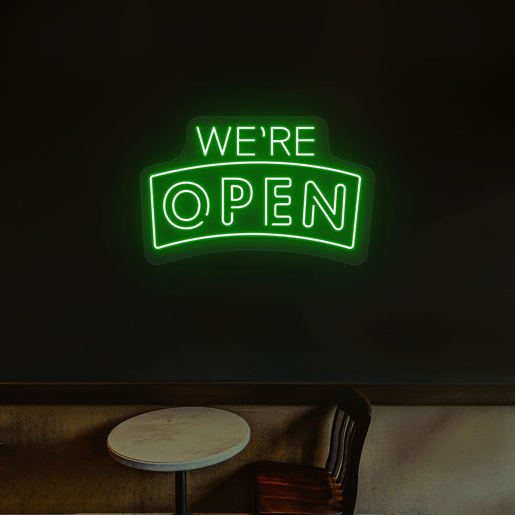 We're Open Arc Shape LED Neon Sign