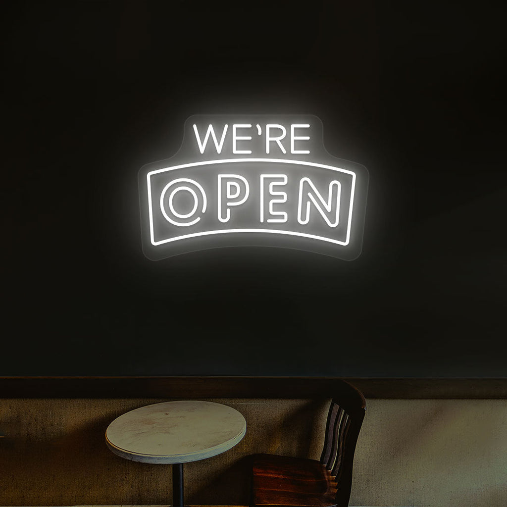 We're Open Arc Shape LED Neon Sign