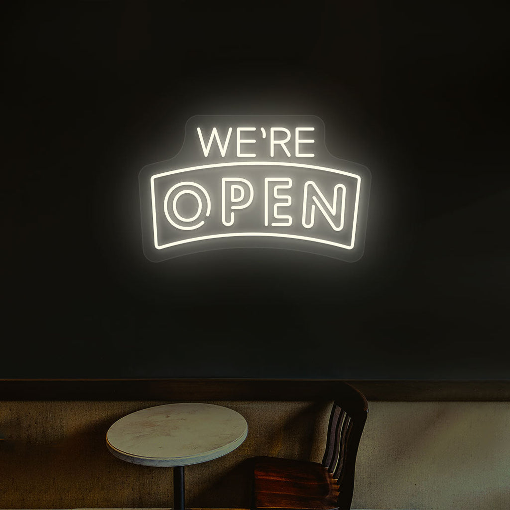We're Open Arc Shape LED Neon Sign