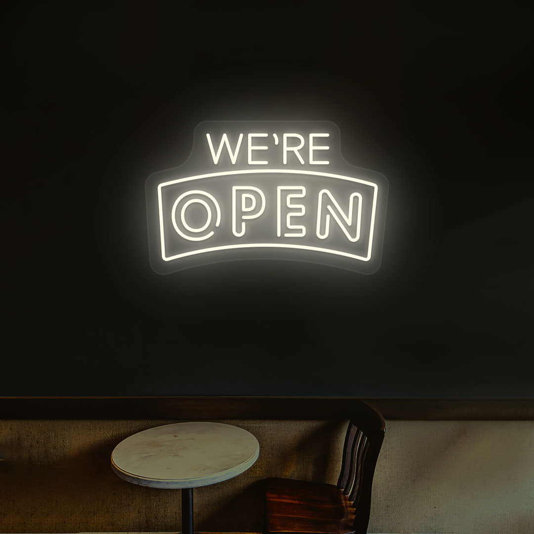 We're Open Arc Shape LED Neon Sign