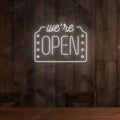 We're Open LED Neon Sign Box Shape