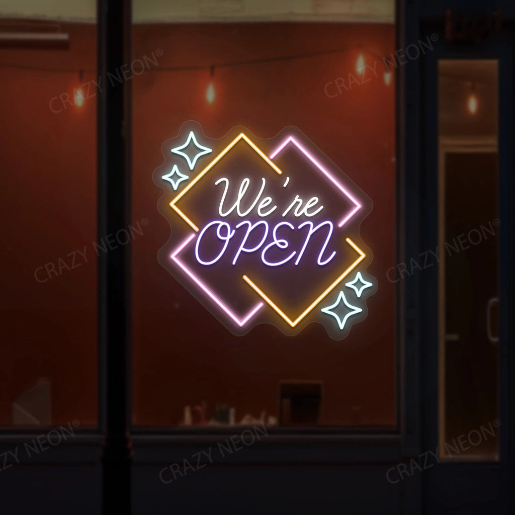 We're Open LED Neon Sign - Multicolor