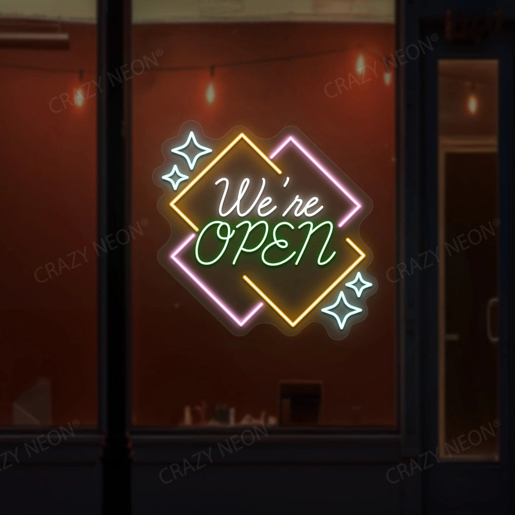 We're Open LED Neon Sign - Multicolor