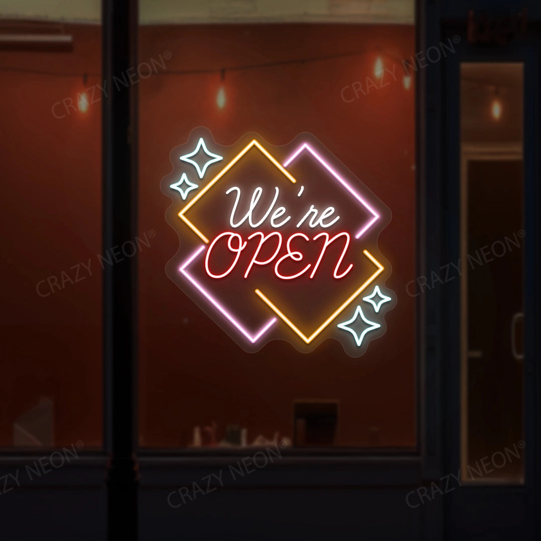 We're Open LED Neon Sign - Multicolor