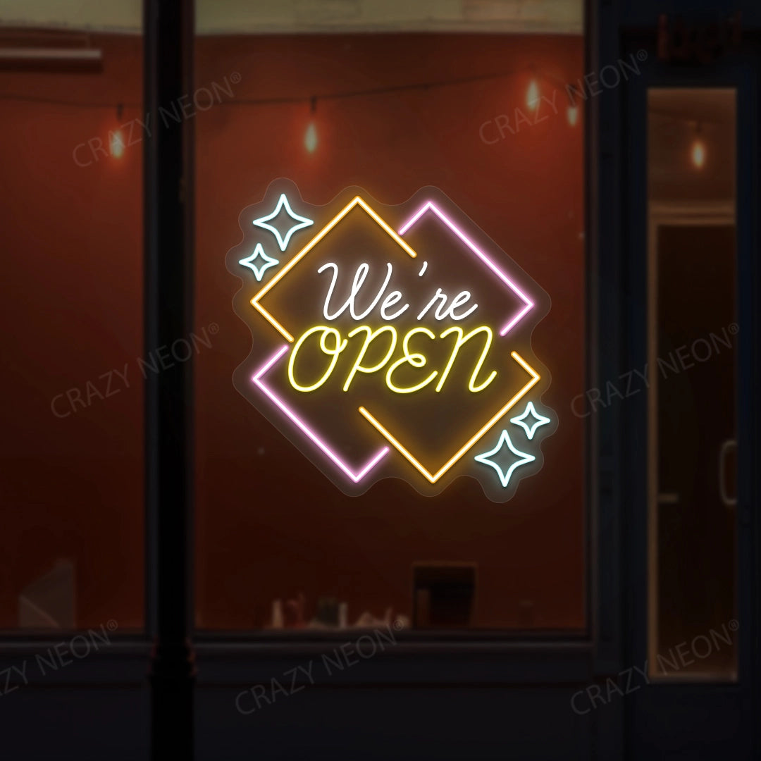 We're Open LED Neon Sign - Multicolor