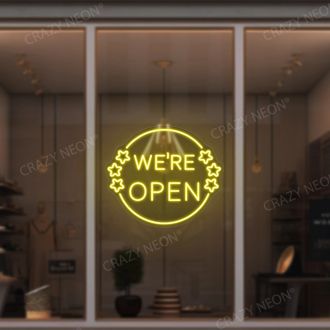 We're Open Neon Sign