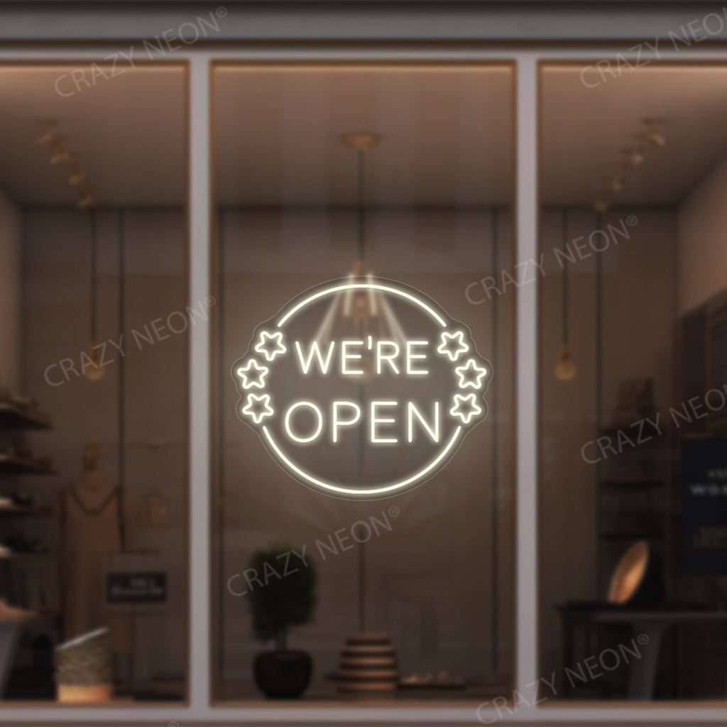 We're Open Neon Sign