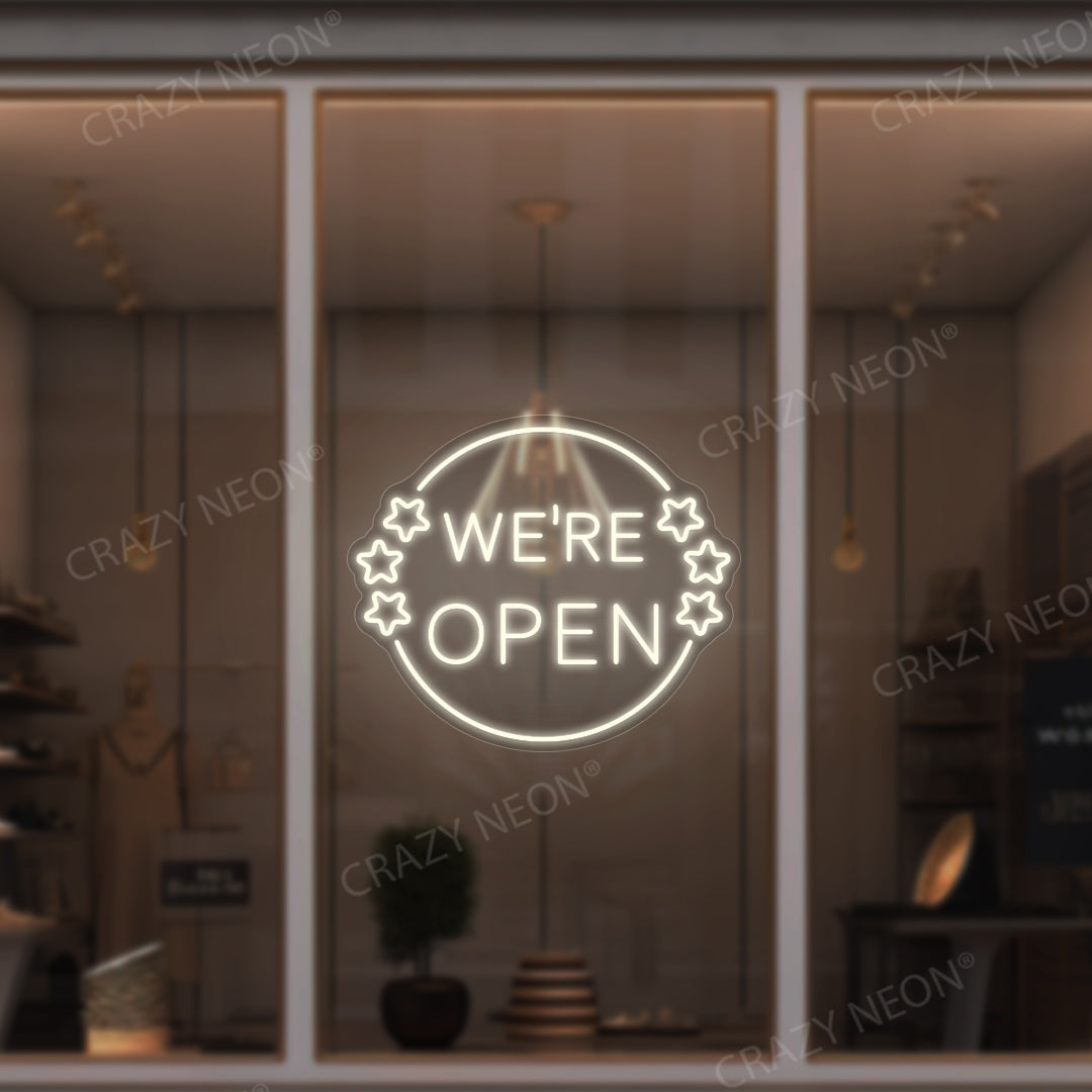 We're Open Neon Sign
