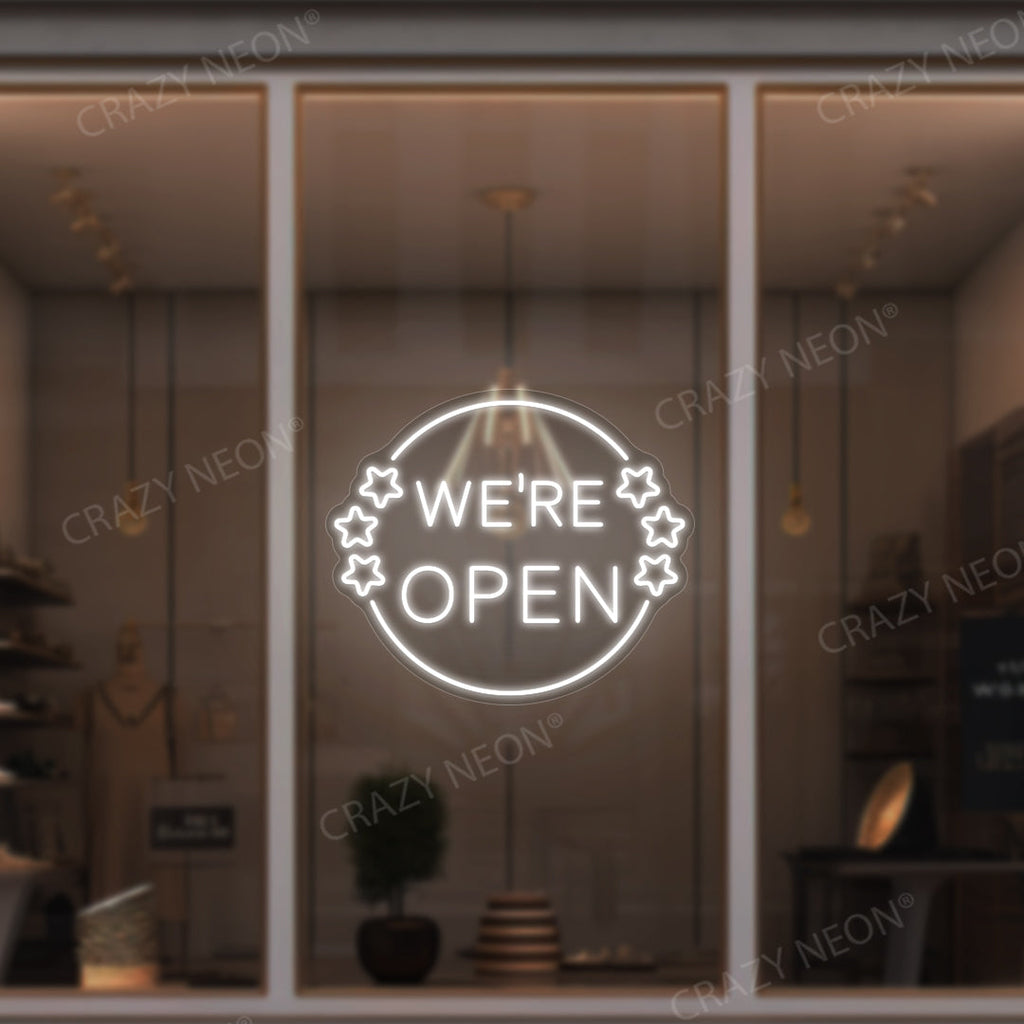 We're Open Neon Sign