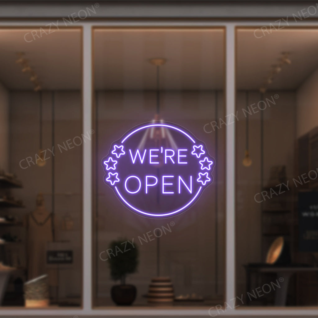 We're Open Neon Sign