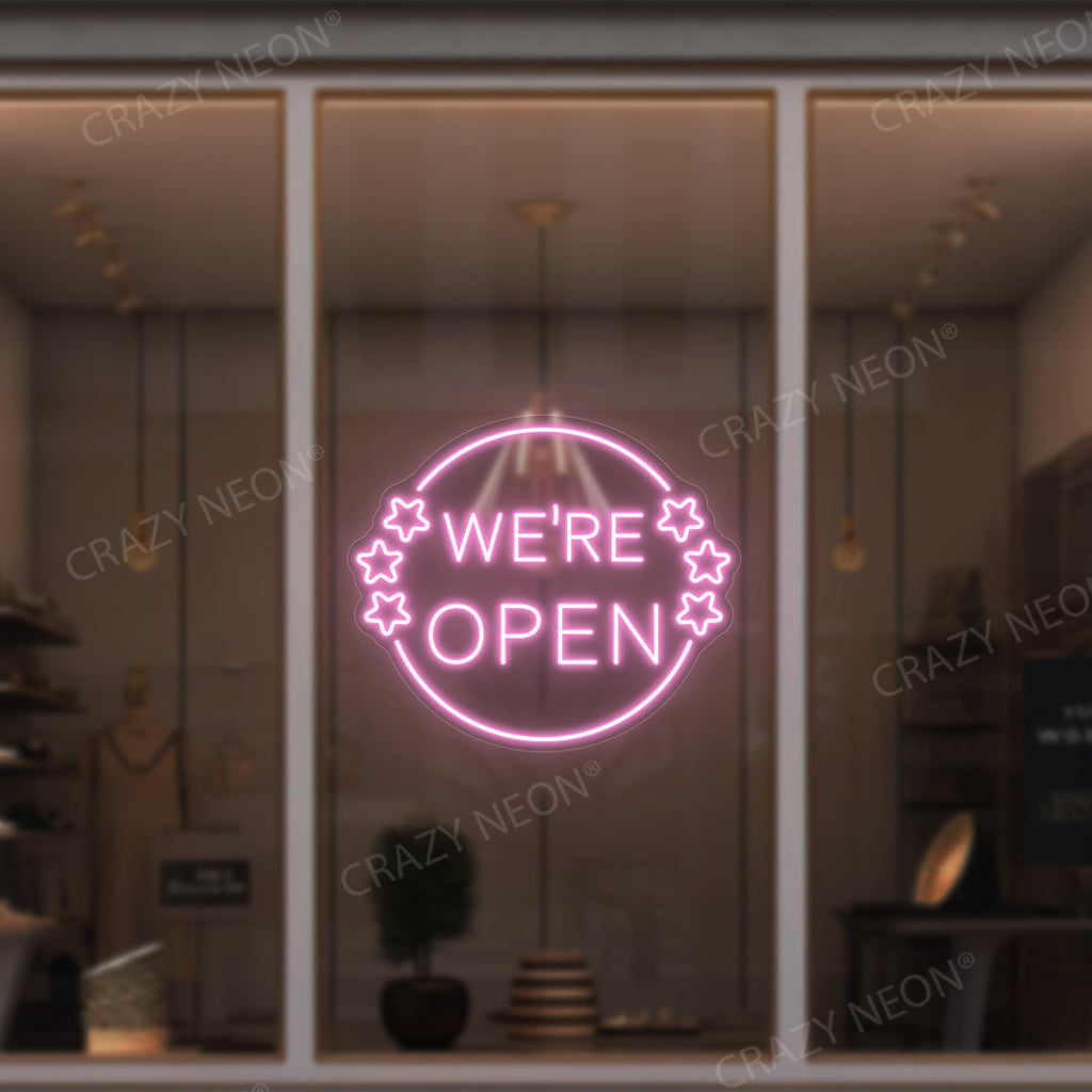 We're Open Neon Sign