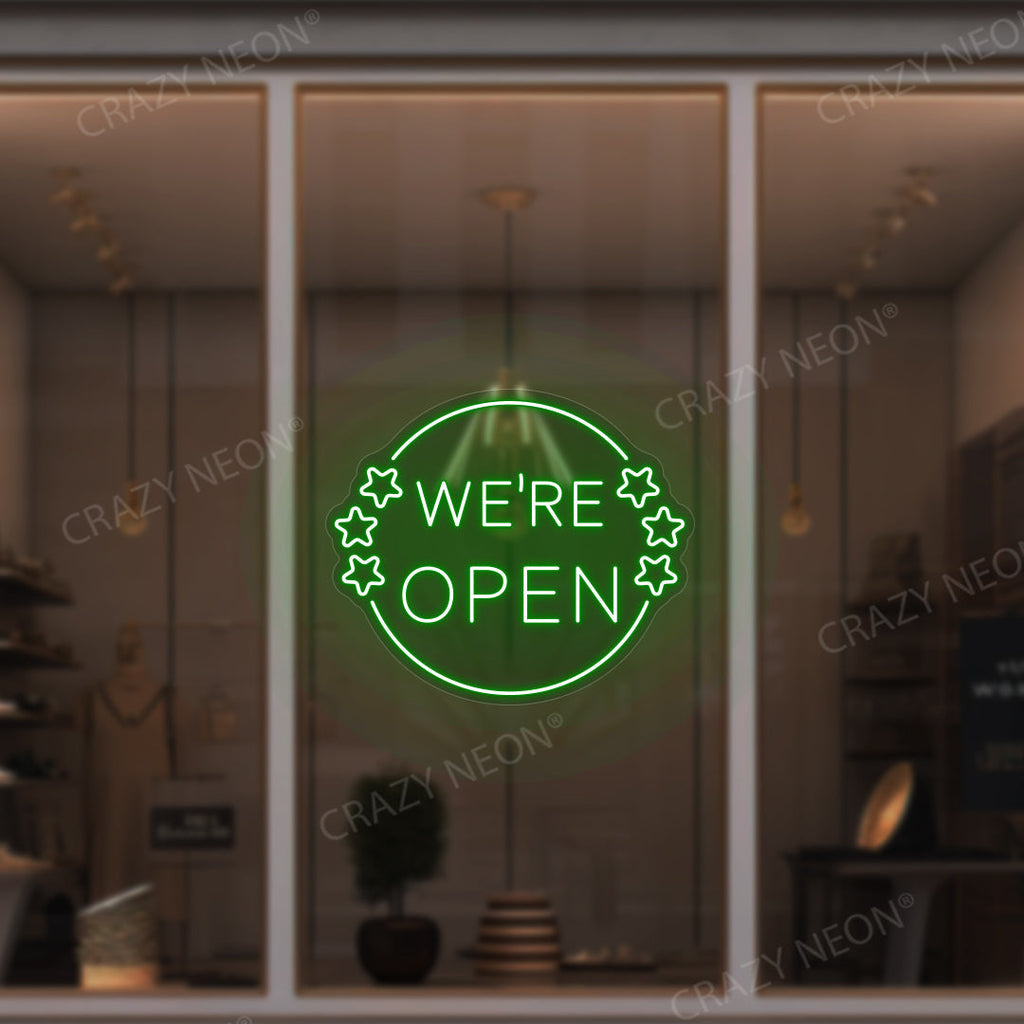 We're Open Neon Sign