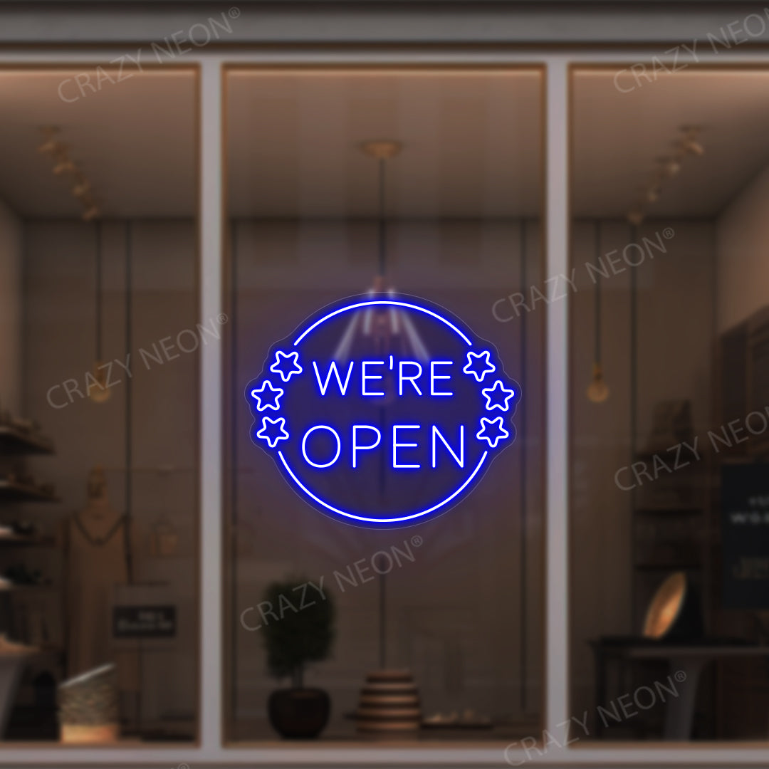 We're Open Neon Sign