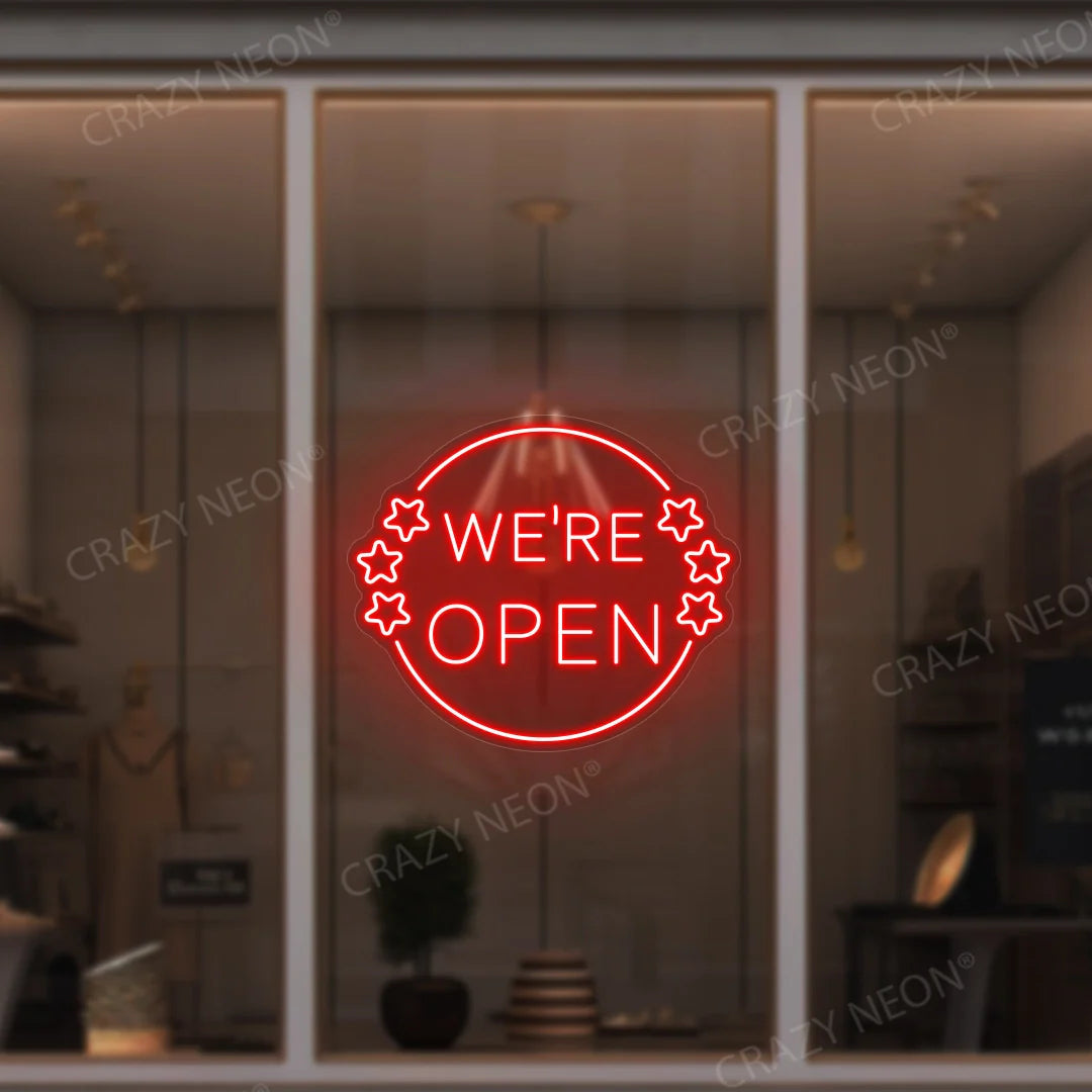 We're Open Neon Sign