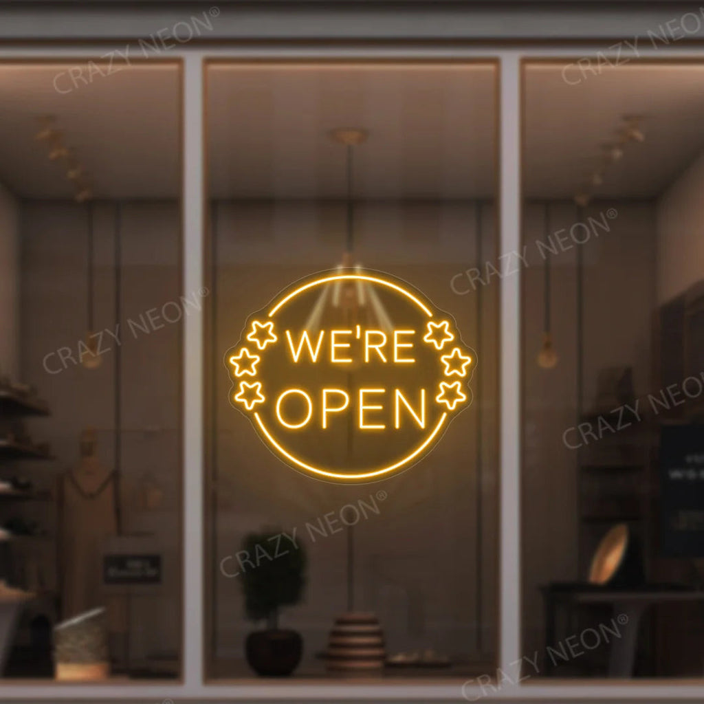 We're Open Neon Sign