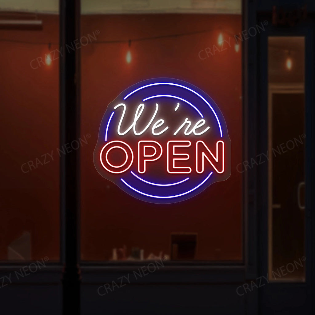 We're Open Neon Sign - Multicolor