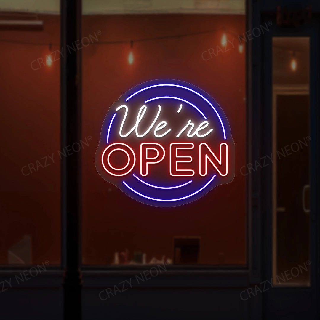 We're Open Neon Sign - Multicolor