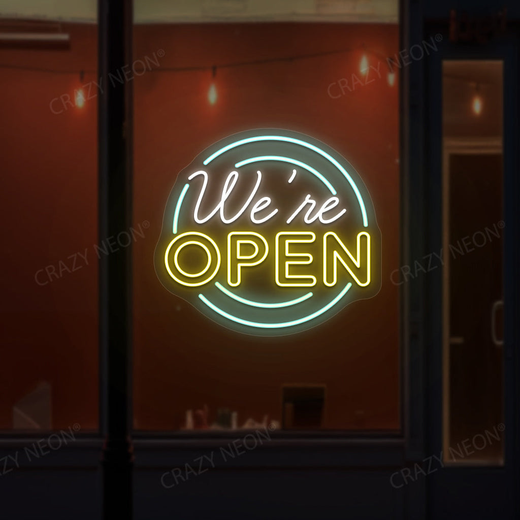We're Open Neon Sign - Multicolor