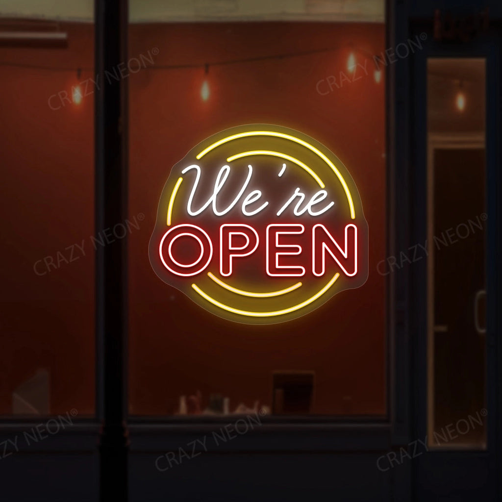 We're Open Neon Sign - Multicolor