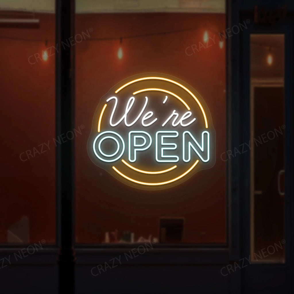 We're Open Neon Sign - Multicolor