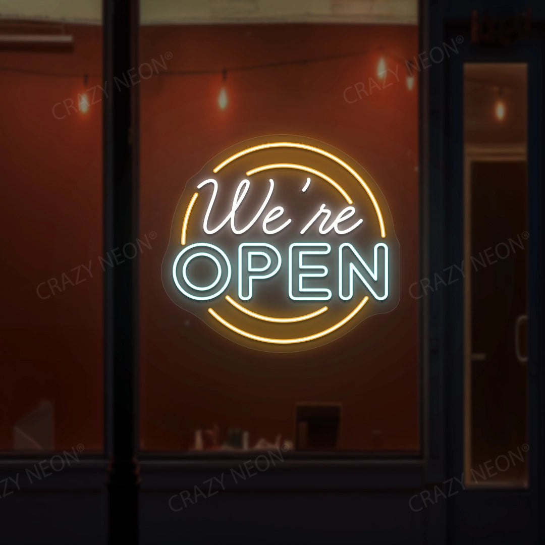 We're Open Neon Sign - Multicolor