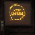 We're Open With Message Icon LED Neon Sign